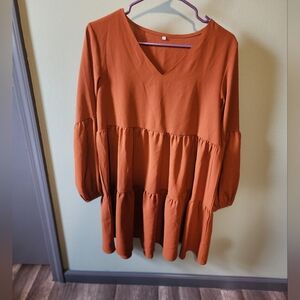 Rust Orange Tiered Dress